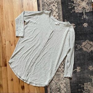 BP Gray Oversized Thermal Waffle Knit Button Down Top Medium